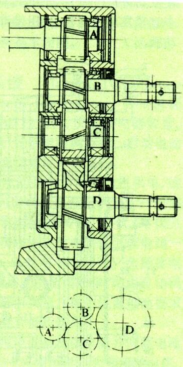 Estructura de la toma de fuerza de doble eje